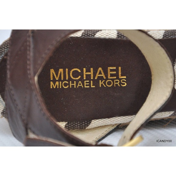 Michael Kors VIOLET Espadrille Wedge Platform Ankle Sandal Zebra/Brown 8/8.5 - Picture 8 of 9